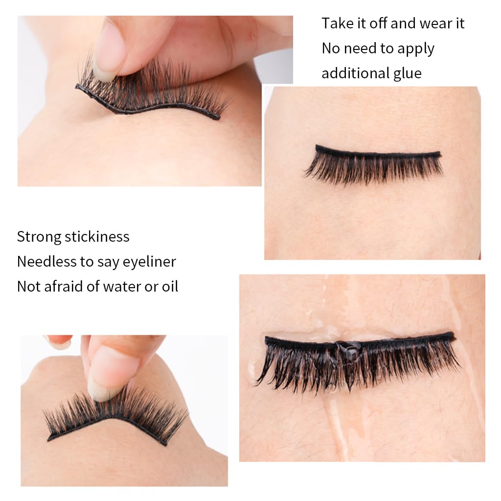 MAYCREATE 5 Pairs Self Adhesive Eyelashes, Reusable Adhesive Eyelashes, No Glue Eyelashes, Waterproof False Lashes Natural with Eyelash Tweezer for Women Makeup Gift Purple MAYCREATE 5 Pairs Self Adhesive Eyelashes, Reusable Adhesive Eyelashes, No Glue Eyelashes, Waterproof False Lashes Natural with Eyelash Tweezer for Women Makeup Gift Purple